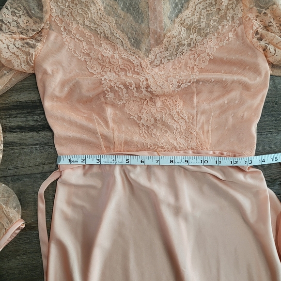 Vintage 70s Victorian Style Lace Swiss Dot High Neck Long Sleeve Coctail Dress - Picture 12 of 14